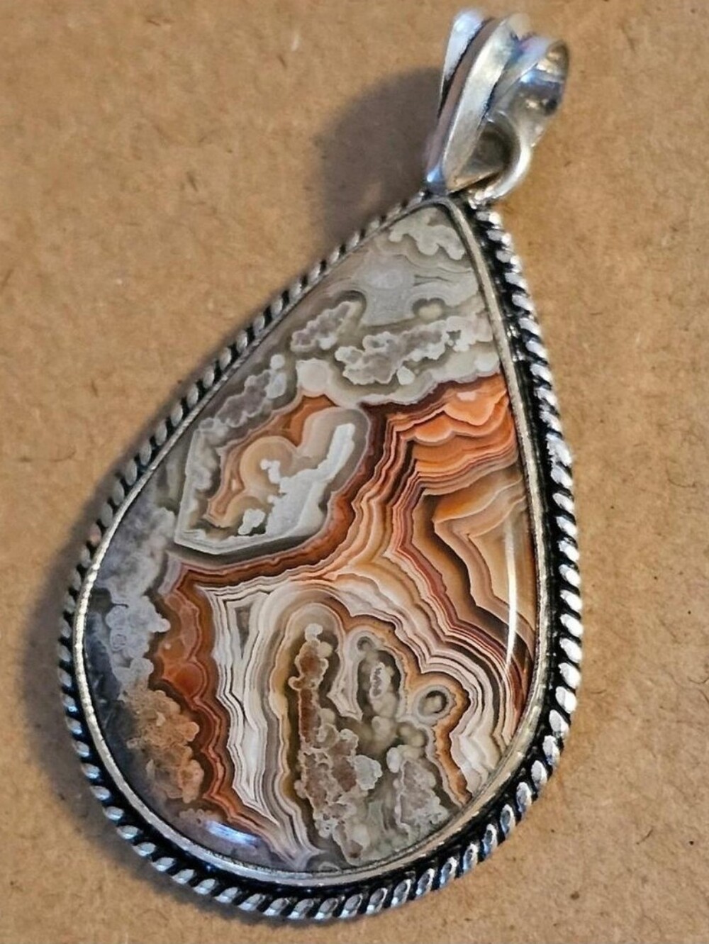 NEW✨️ Large Sterling Silver High Grade Crazy Lace Agate Statement Pendant ✨️